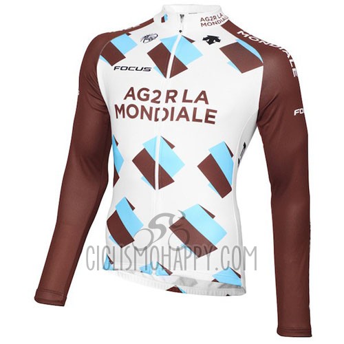 Ag2rla Cycling Jersey Bib Tight 2015 Long Sleeve Marron